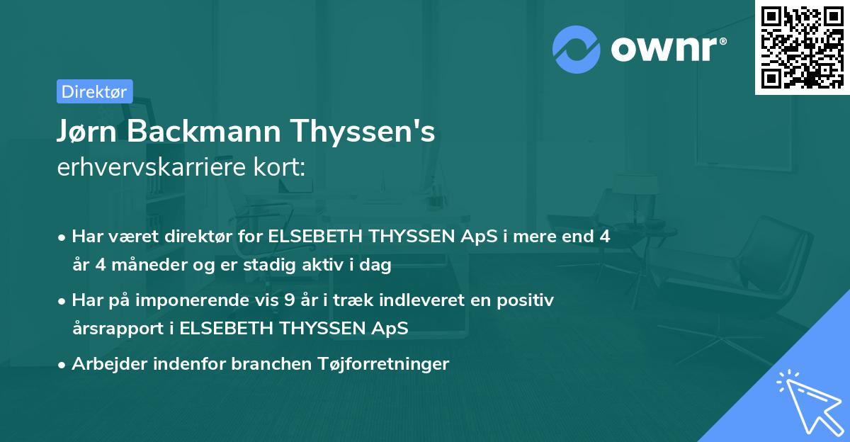 Jørn Backmann Thyssen's erhvervskarriere kort