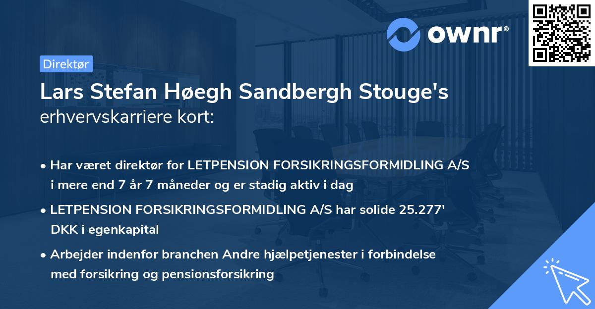 Lars Stefan Høegh Sandbergh Stouge's erhvervskarriere kort