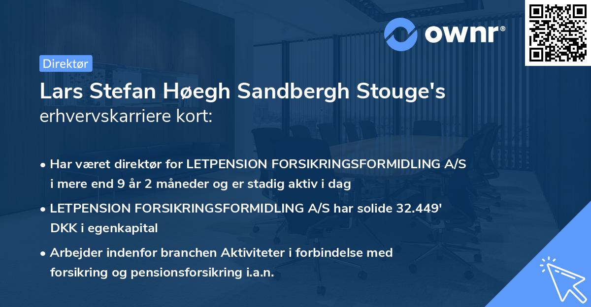 Lars Stefan Høegh Sandbergh Stouge's erhvervskarriere kort
