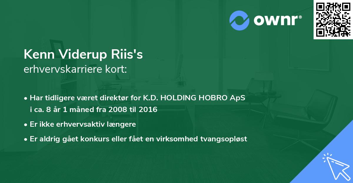 Kenn Viderup Riis's erhvervskarriere kort