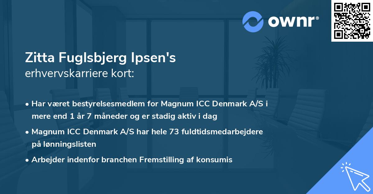 Zitta Fuglsbjerg Ipsen's erhvervskarriere kort