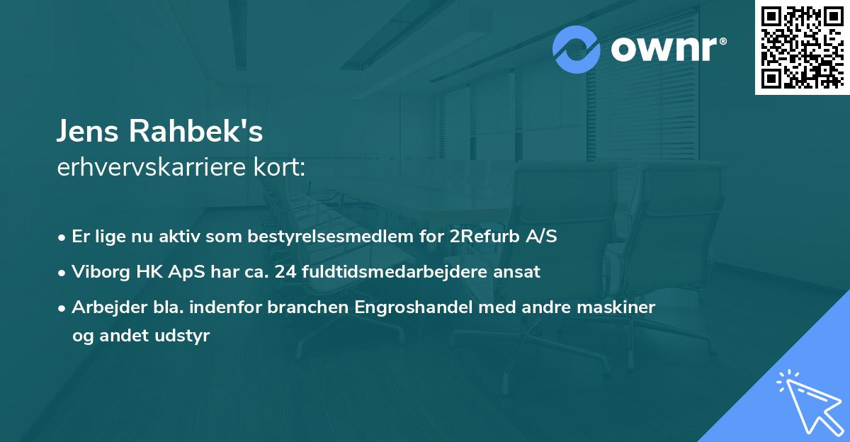 Jens Rahbek's erhvervskarriere kort