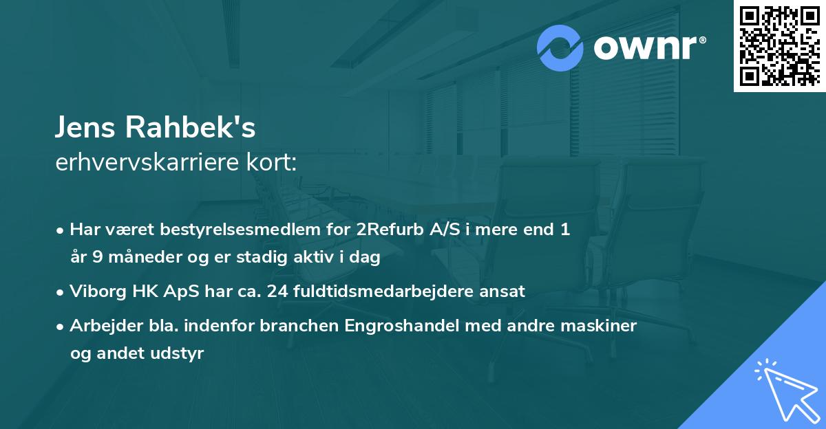 Jens Rahbek's erhvervskarriere kort