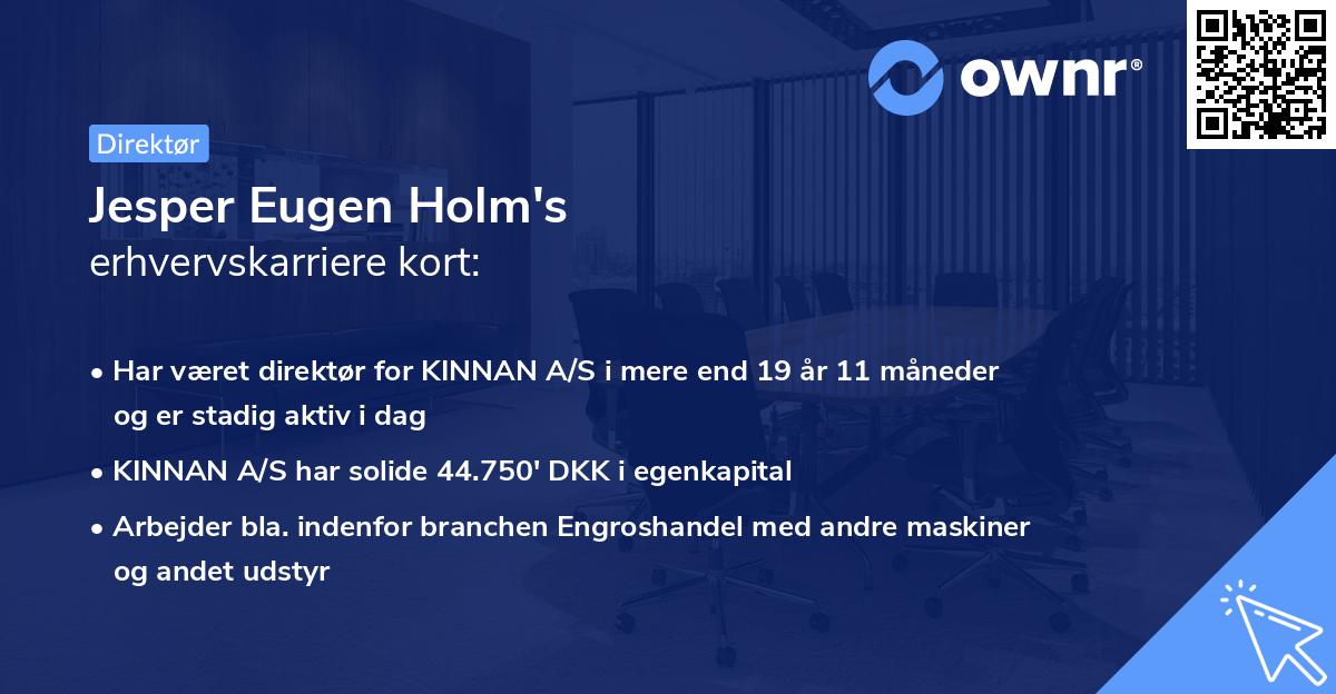 Jesper Eugen Holm's erhvervskarriere kort