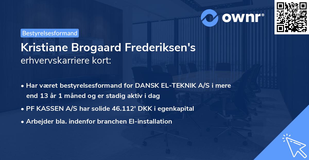Kristiane Brogaard Frederiksen's erhvervskarriere kort