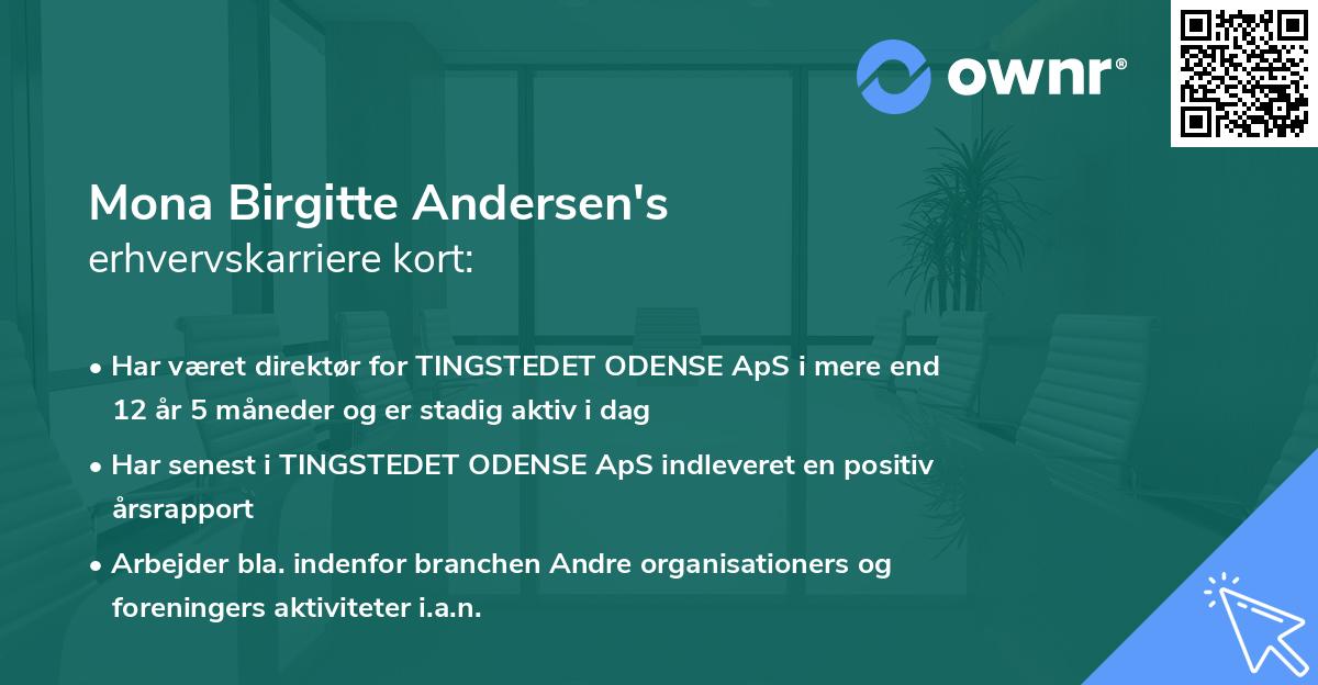 Mona Birgitte Andersen's erhvervskarriere kort