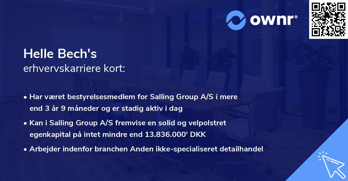 Helle Bech's erhvervskarriere kort