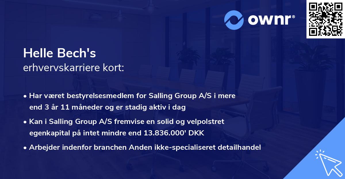 Helle Bech's erhvervskarriere kort