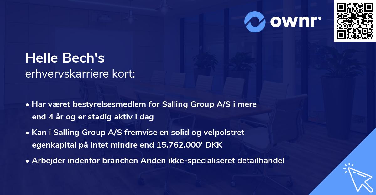 Helle Bech's erhvervskarriere kort
