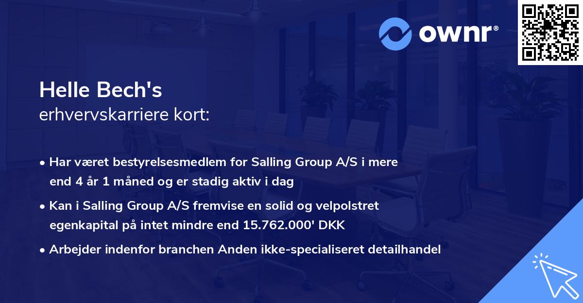 Helle Bech's erhvervskarriere kort
