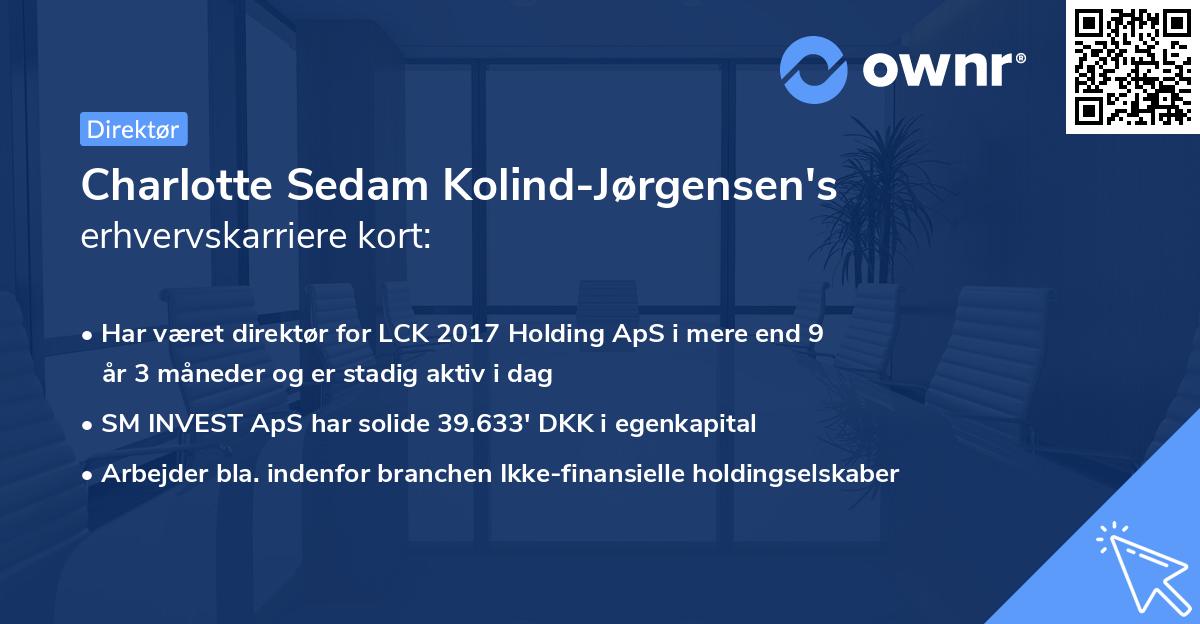 Charlotte Sedam Kolind-Jørgensen's erhvervskarriere kort