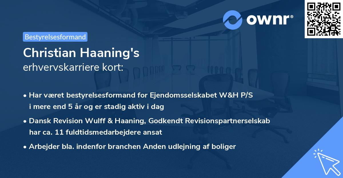 Christian Haaning's erhvervskarriere kort
