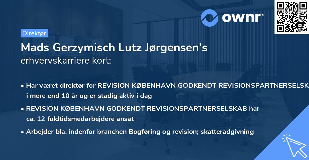 Mads Gerzymisch Lutz Jørgensen's erhvervskarriere kort