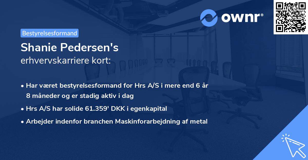 Shanie Pedersen's erhvervskarriere kort