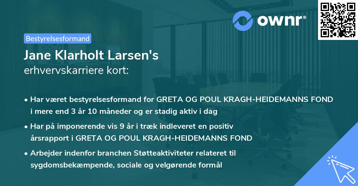 Jane Klarholt Larsen's erhvervskarriere kort