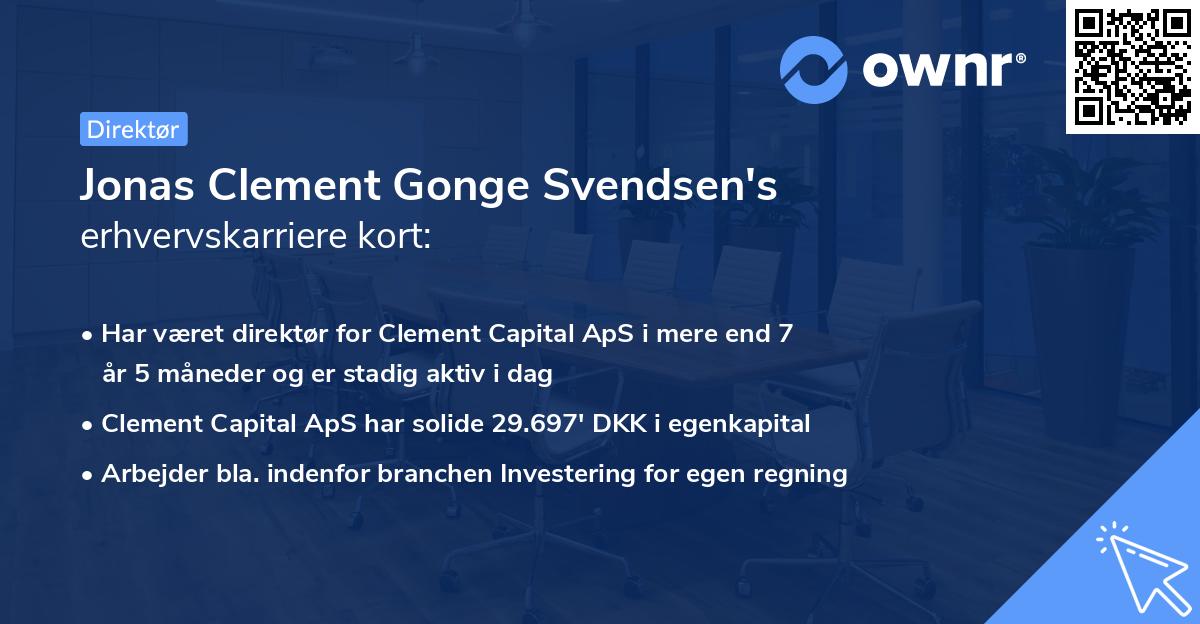 Jonas Clement Gonge Svendsen's erhvervskarriere kort
