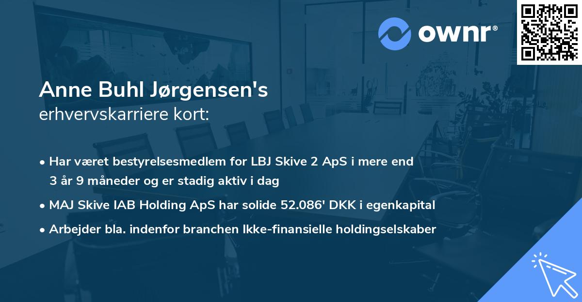 Anne Buhl Jørgensen's erhvervskarriere kort