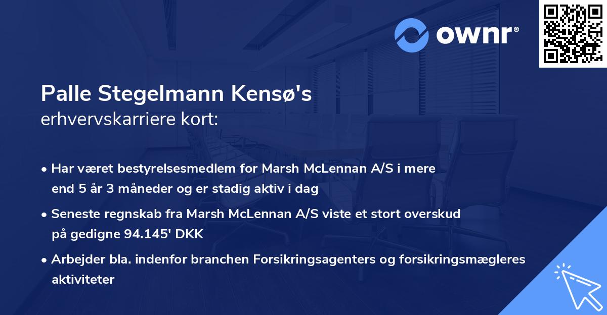 Palle Stegelmann Kensø's erhvervskarriere kort