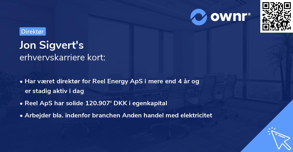 Jon Sigvert's erhvervskarriere kort