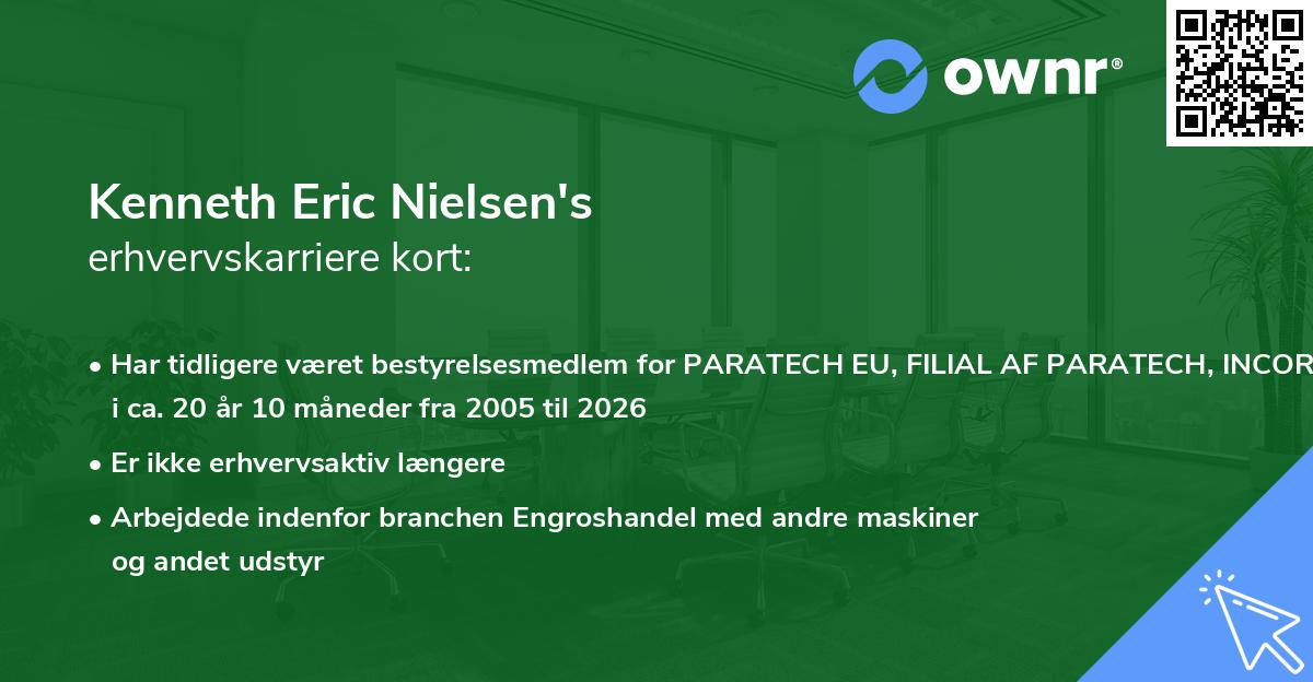 Kenneth Eric Nielsen's erhvervskarriere kort