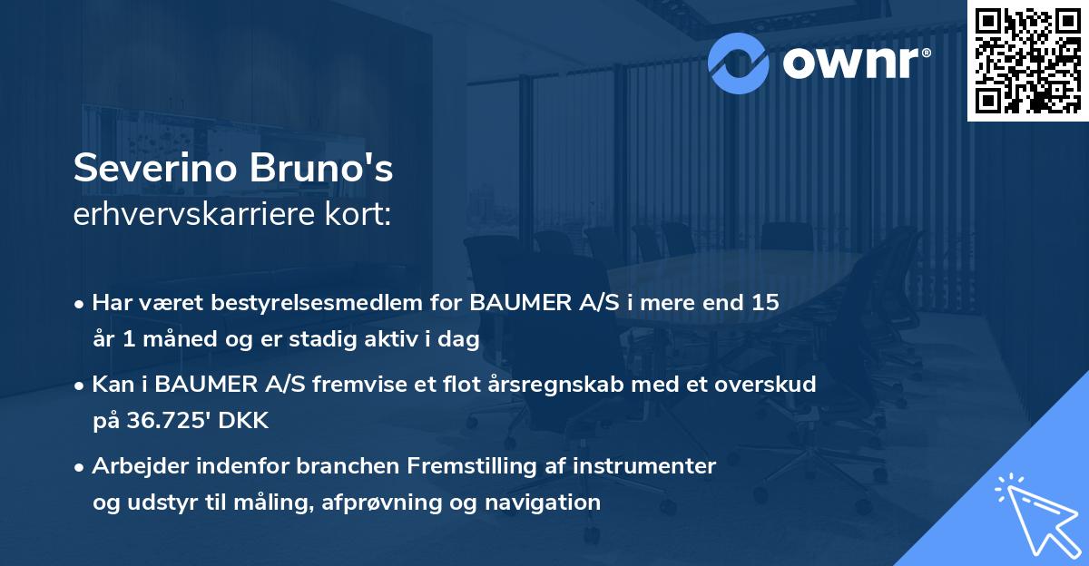Severino Bruno's erhvervskarriere kort