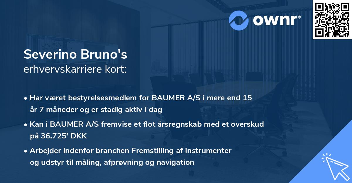 Severino Bruno's erhvervskarriere kort