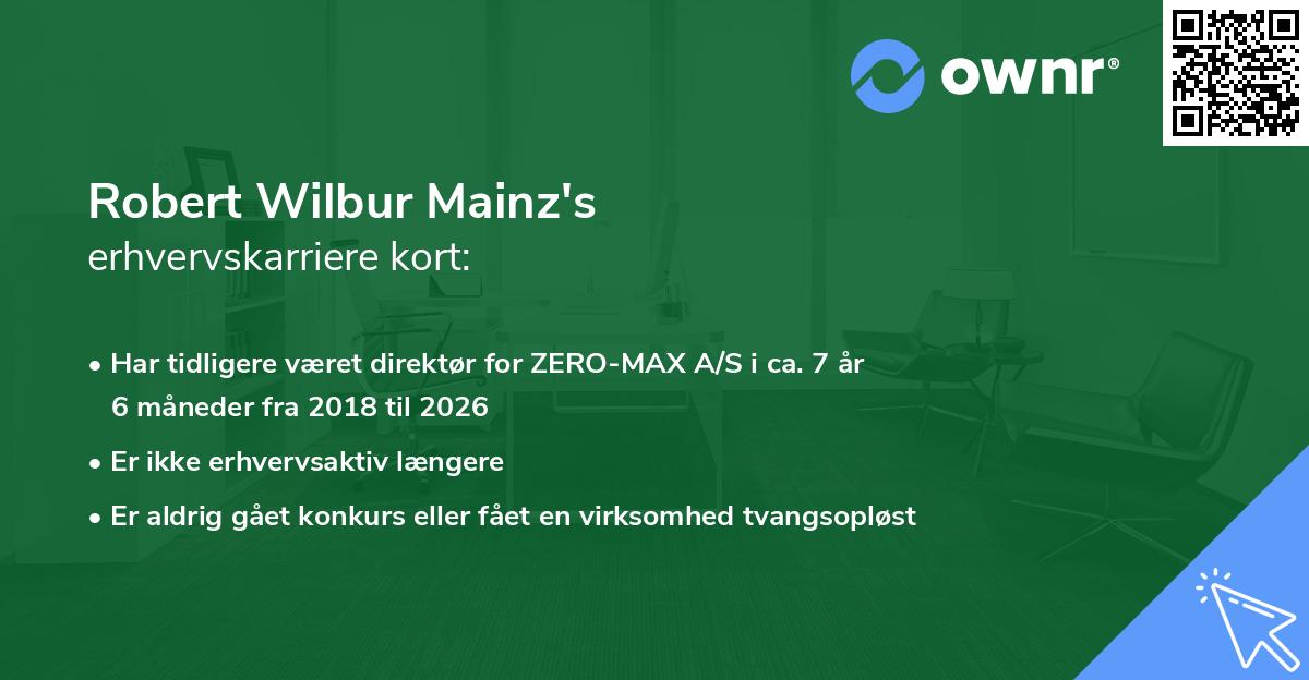 Robert Wilbur Mainz's erhvervskarriere kort