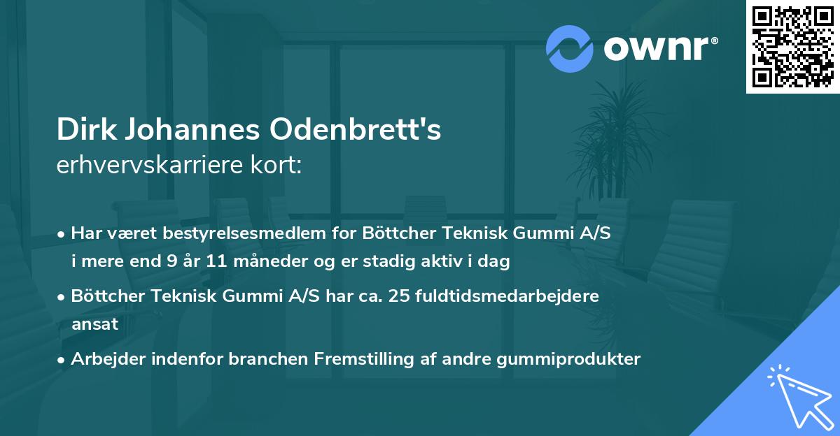 Dirk Johannes Odenbrett's erhvervskarriere kort