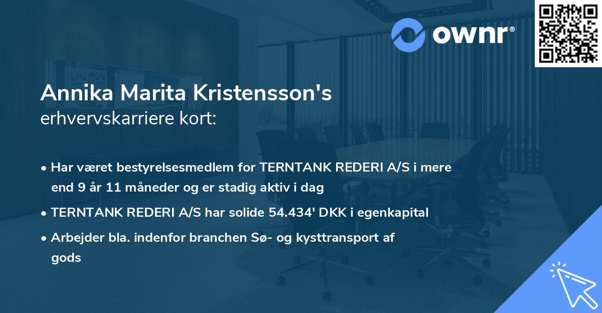 Annika Marita Kristensson's erhvervskarriere kort