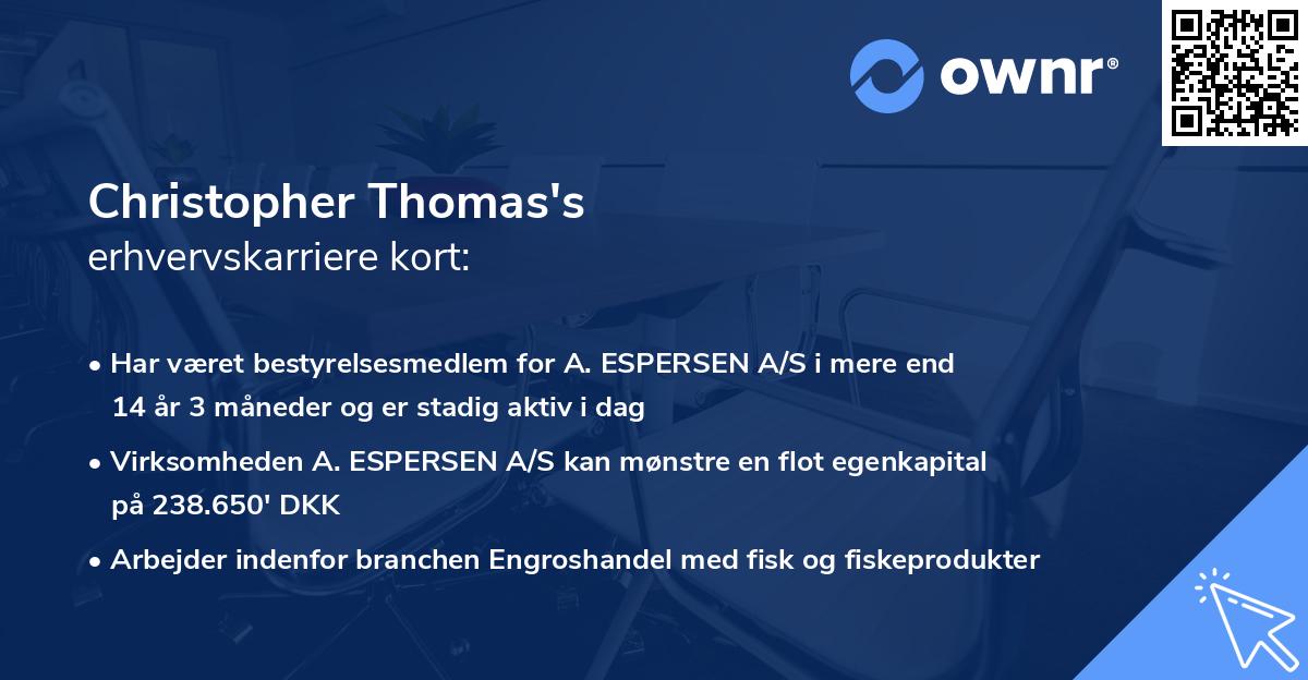 Christopher Thomas's erhvervskarriere kort