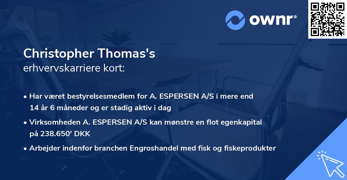 Christopher Thomas's erhvervskarriere kort