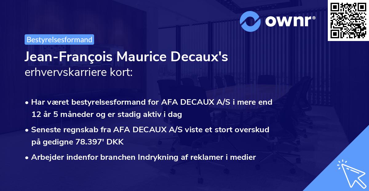 Jean-François Maurice Decaux's erhvervskarriere kort