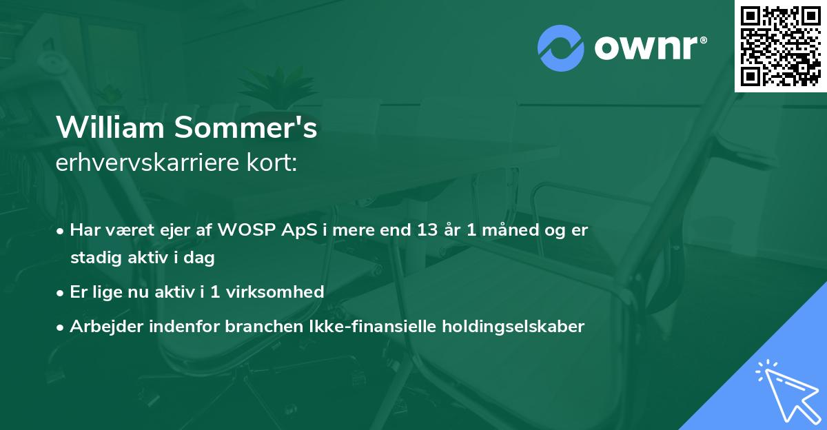 William Sommer's erhvervskarriere kort