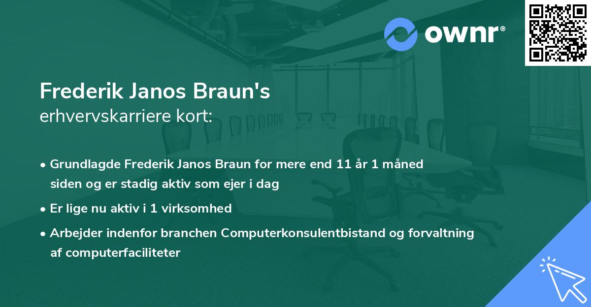 Frederik Janos Braun's erhvervskarriere kort