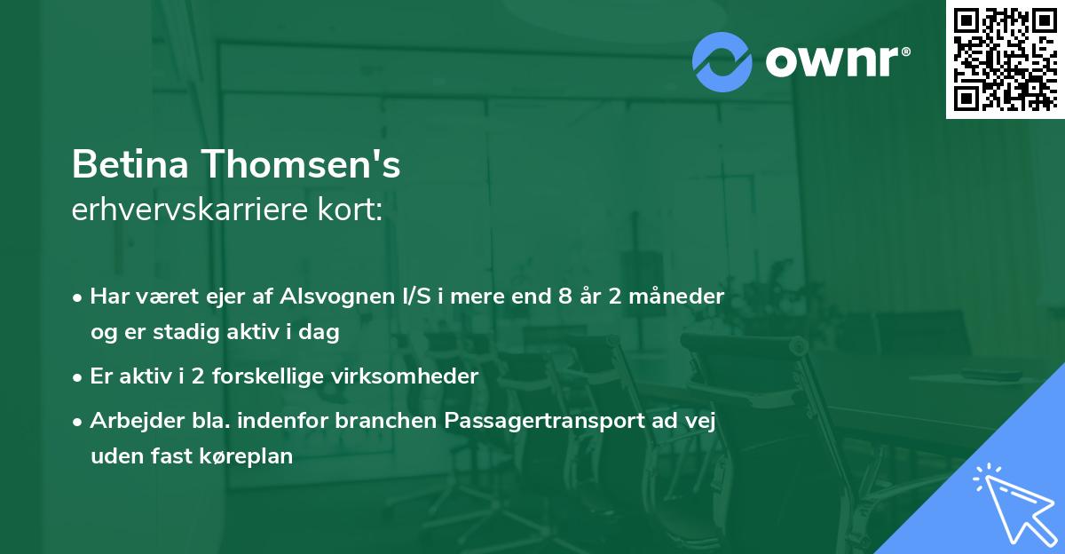 Betina Thomsen's erhvervskarriere kort