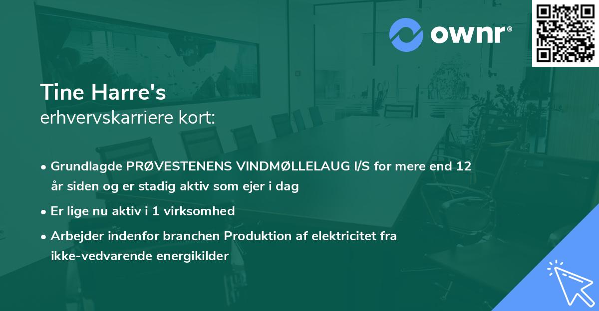Tine Harre's erhvervskarriere kort