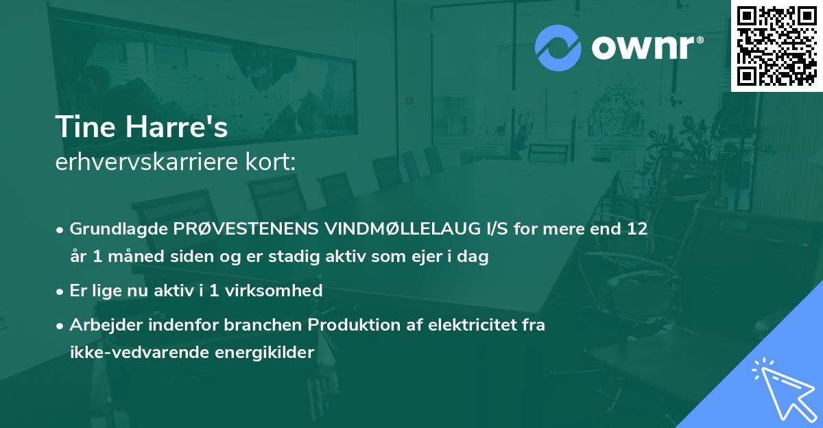 Tine Harre's erhvervskarriere kort