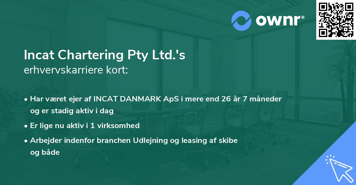 Incat Chartering Pty Ltd.'s erhvervskarriere kort