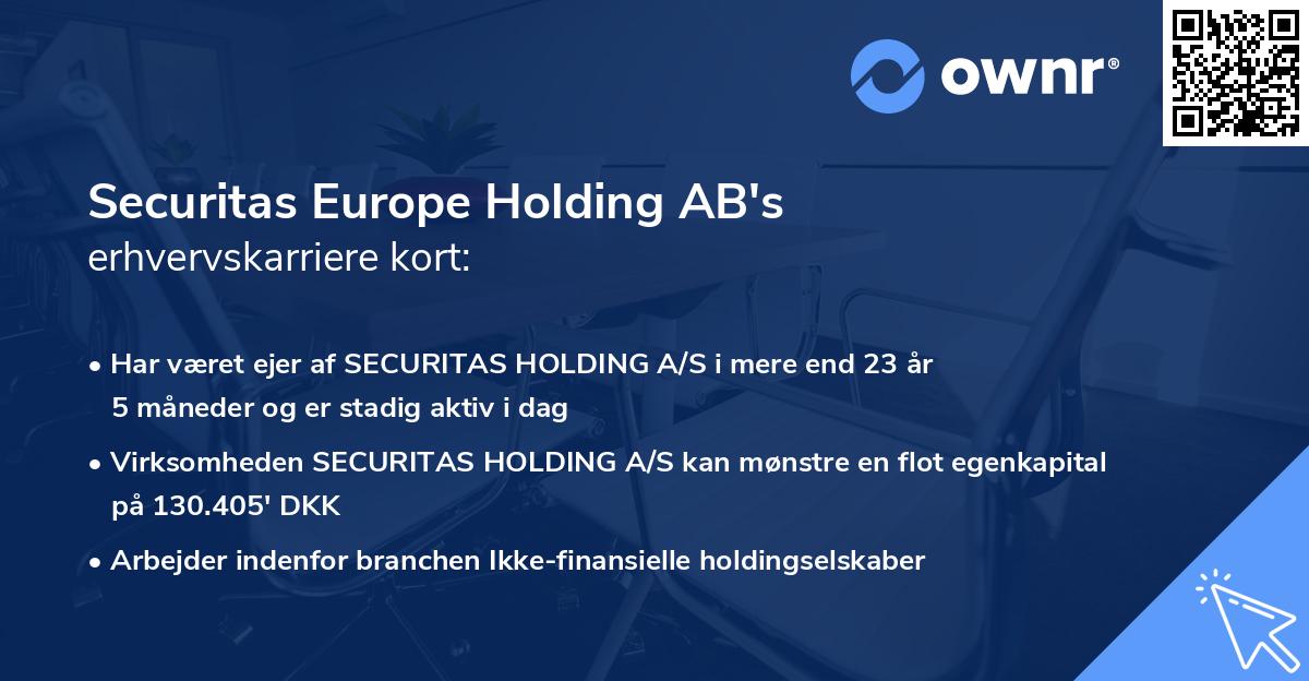 Securitas Europe Holding AB's erhvervskarriere kort