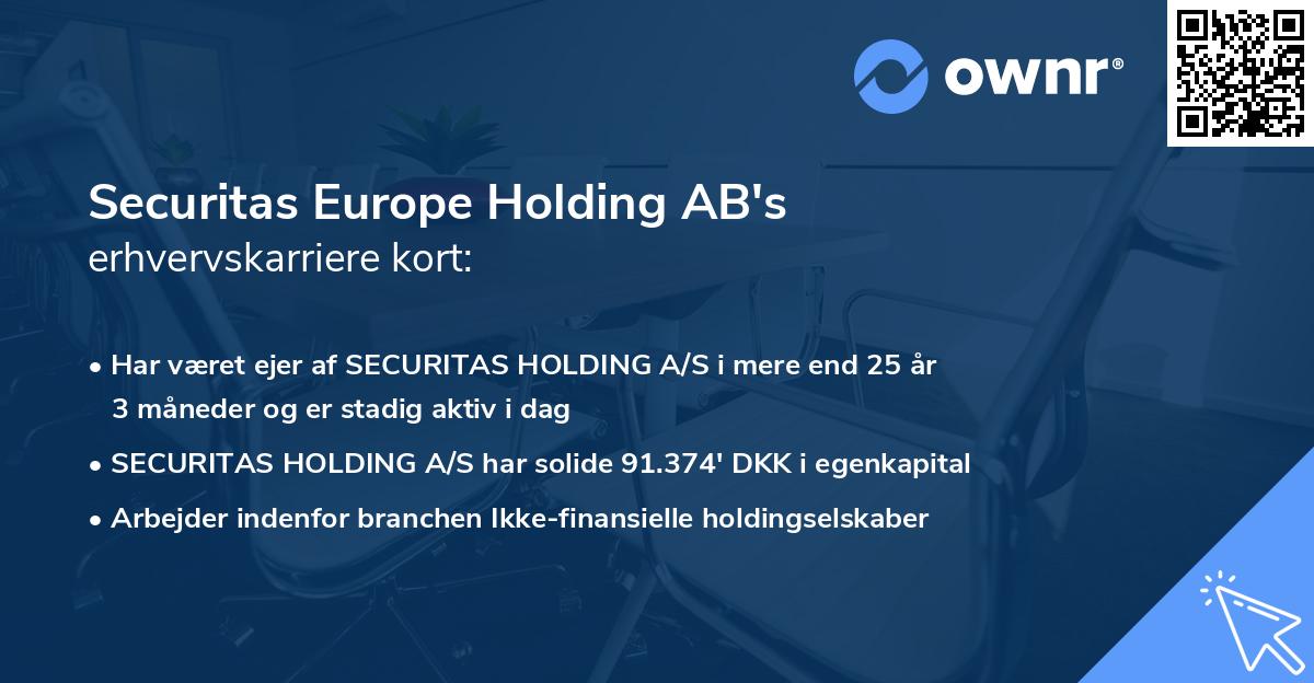 Securitas Europe Holding AB's erhvervskarriere kort