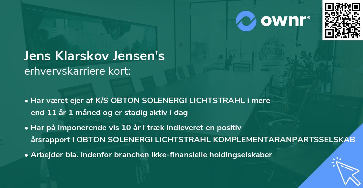 Jens Klarskov Jensen's erhvervskarriere kort
