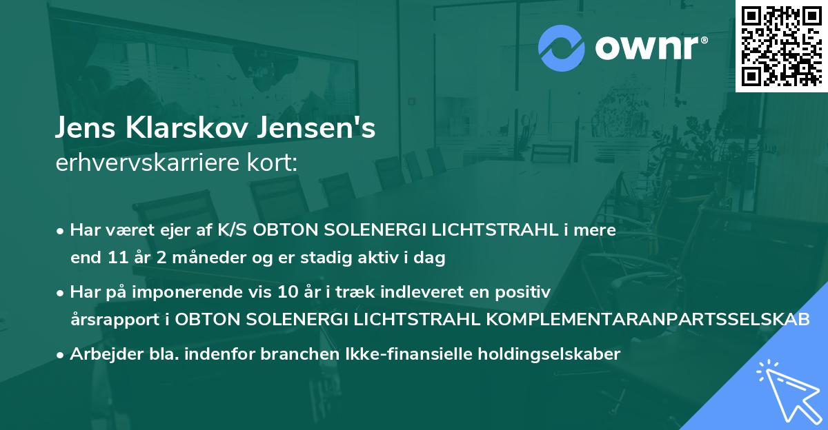 Jens Klarskov Jensen's erhvervskarriere kort