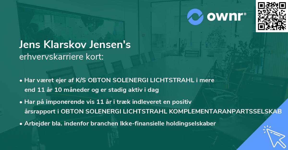 Jens Klarskov Jensen's erhvervskarriere kort
