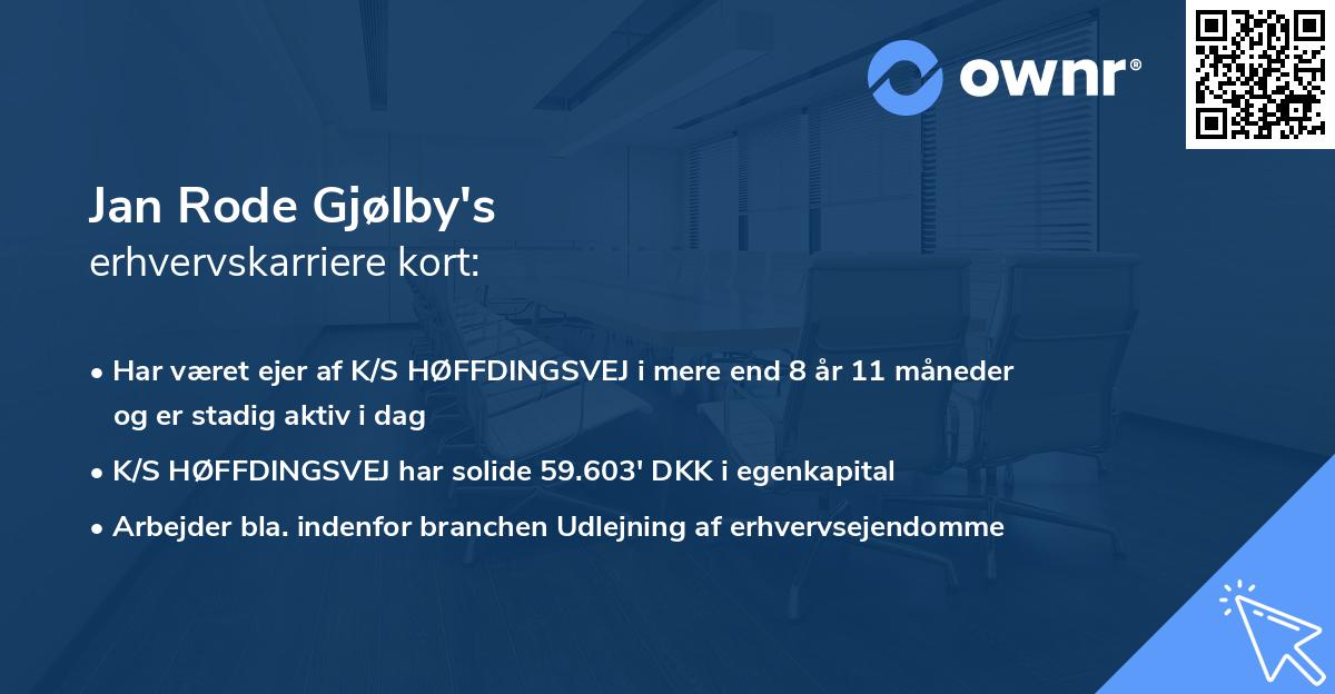 Jan Rode Gjølby's erhvervskarriere kort