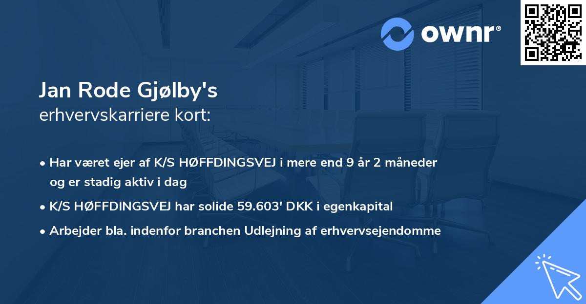Jan Rode Gjølby's erhvervskarriere kort