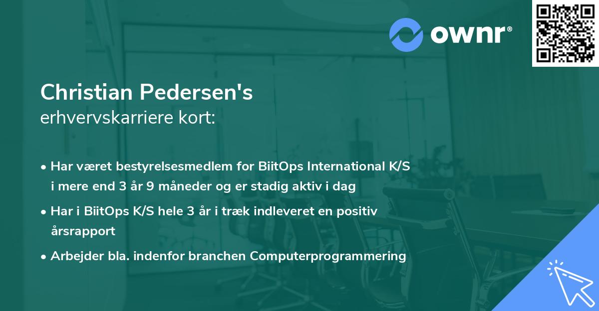 Christian Pedersen's erhvervskarriere kort