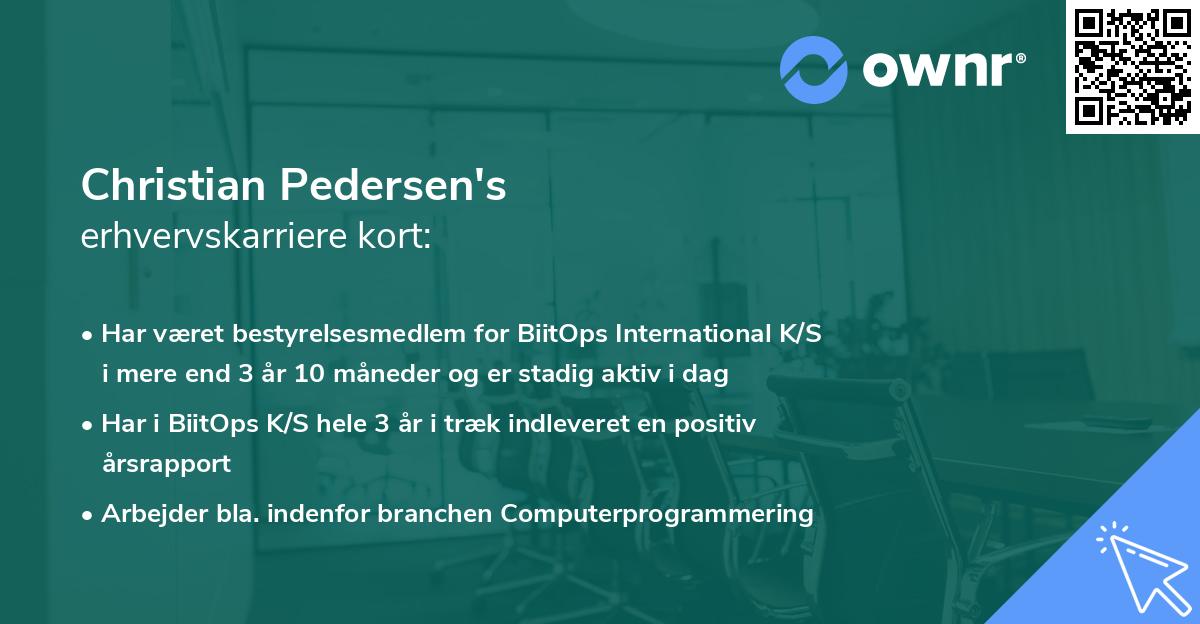 Christian Pedersen's erhvervskarriere kort