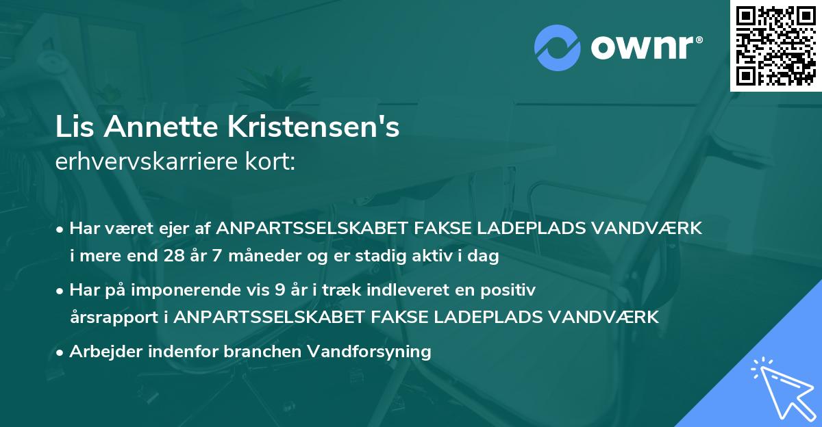 Lis Annette Kristensen's erhvervskarriere kort