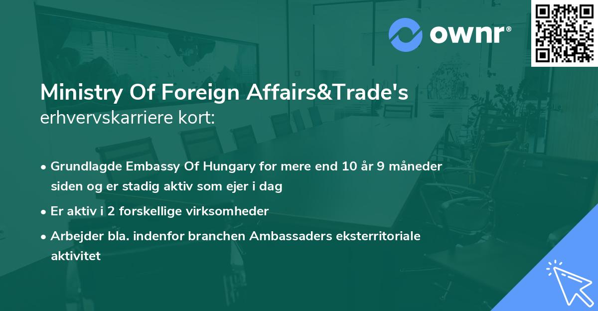 Ministry Of Foreign Affairs&Trade's erhvervskarriere kort