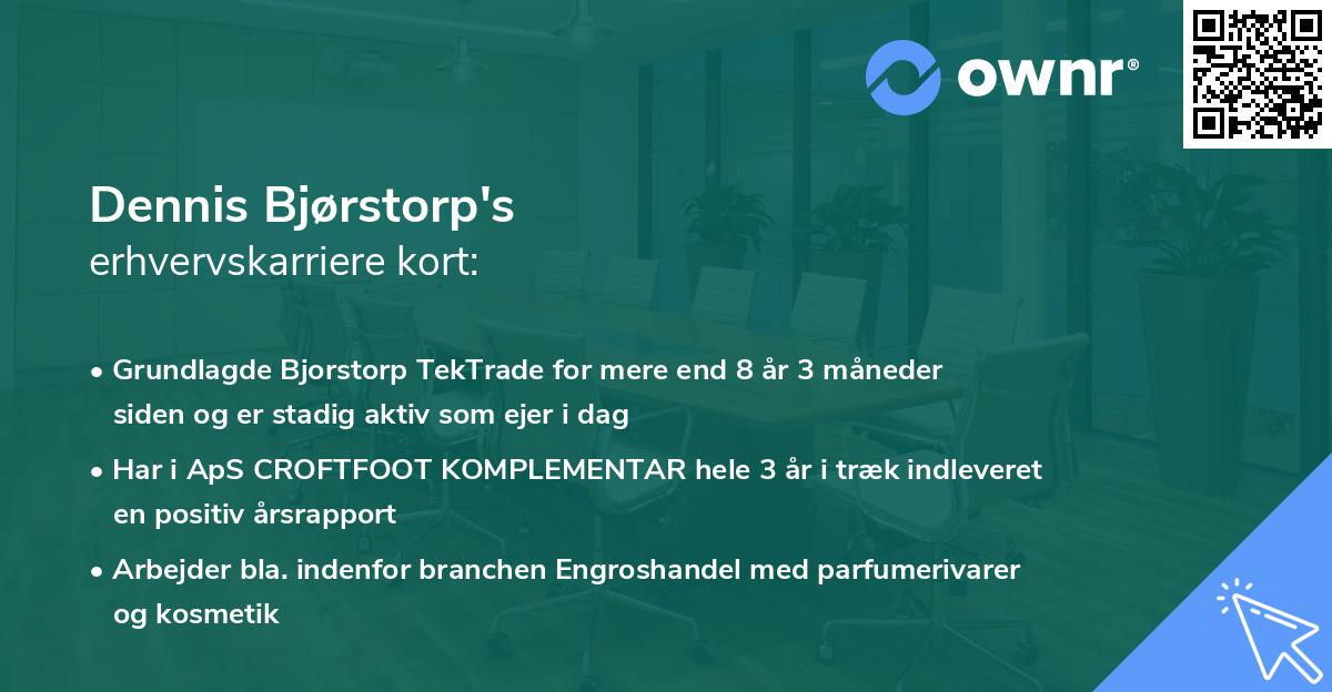 Dennis Bjørstorp's erhvervskarriere kort
